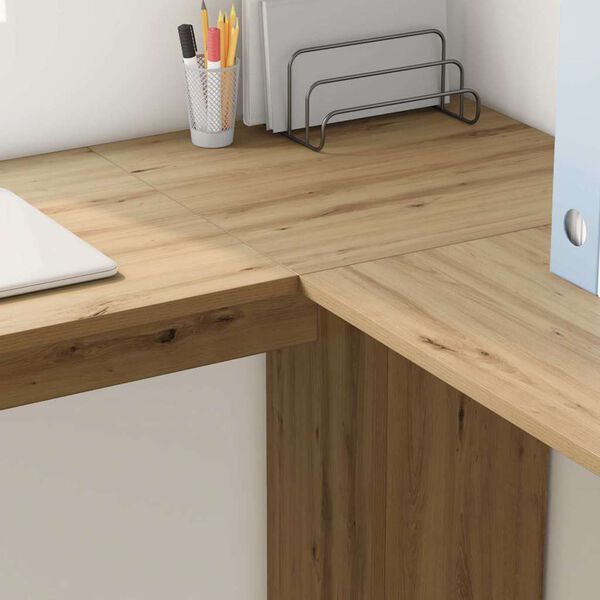 vidaXL Bureau d'angle avec rangement avec étagère chêne artisanal