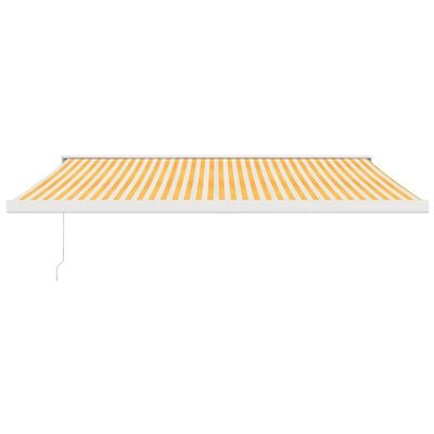 vidaXL Auvent rétractable jaune et blanc 4x3 m tissu et aluminium