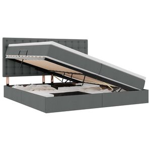 vidaXL Lit avec rangement et LED Gris fonc&eacute; 200 x 200 cm Polyester