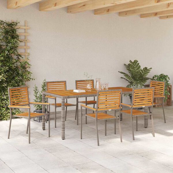 vidaXL Ensemble de salle &agrave; manger pour jardin 7 pcs Gris