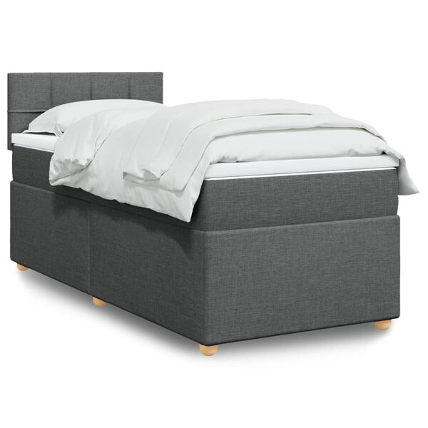 vidaXL Sommier &agrave; lattes de lit et matelas Gris fonc&eacute; 90x190 cm Tissu