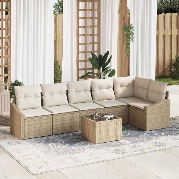 vidaXL Ensemble de salle &agrave; manger pour jardin 7 pcs Beige et cr&egrave;me