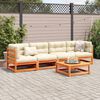 vidaXL Salon de jardin 5 pcs avec coussins cire marron bois pin massif