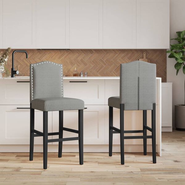 vidaXL Chaises de bar lot de 2 bois massif d'h&eacute;v&eacute;a et tissu