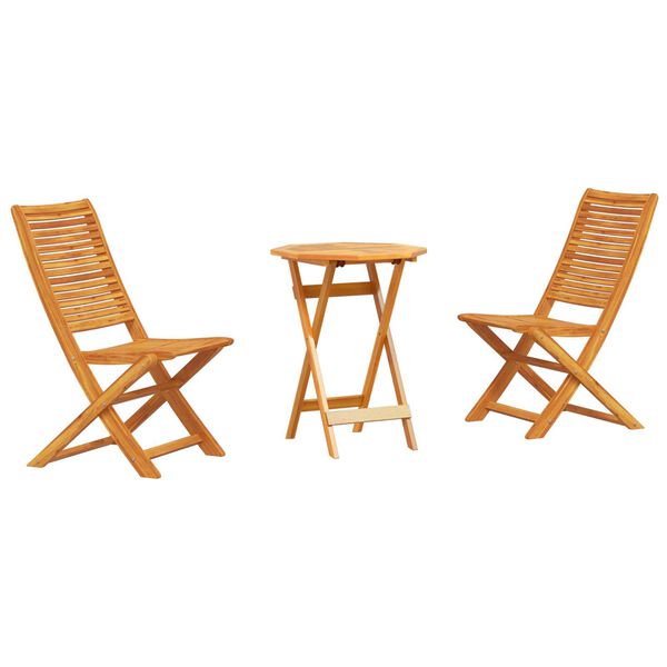 vidaXL Ensemble bistro pliant 3 pcs Marron Bois d'acacia massif