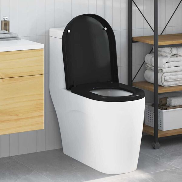vidaXL Siège de toilette Noir 48 x 36,5 x 4,5 cm Polypropylène