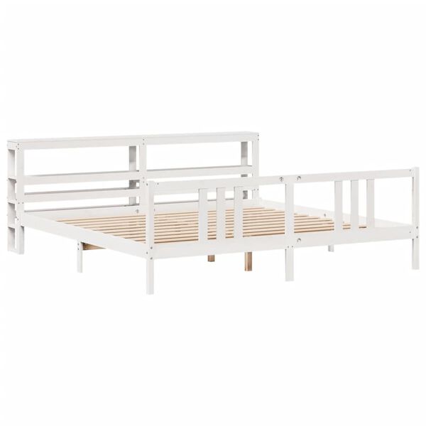 vidaXL Cadre de lit avec t&ecirc;te de lit sans matelas blanc 200x200 cm