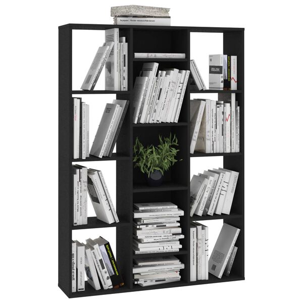 vidaXL Séparateur de pièce/Bibliothèque Noir Bois d’ingénierie