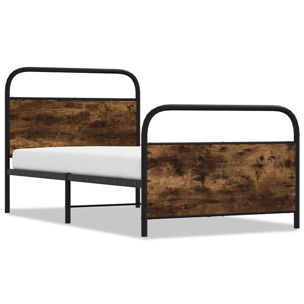 vidaXL Cadre de lit sans matelas 90x190cm ch&ecirc;ne fum&eacute; bois d'ing&eacute;nierie