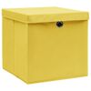 vidaXL Bo&icirc;tes de rangement et couvercles 10 pcs Jaune 32x32x32cm Tissu