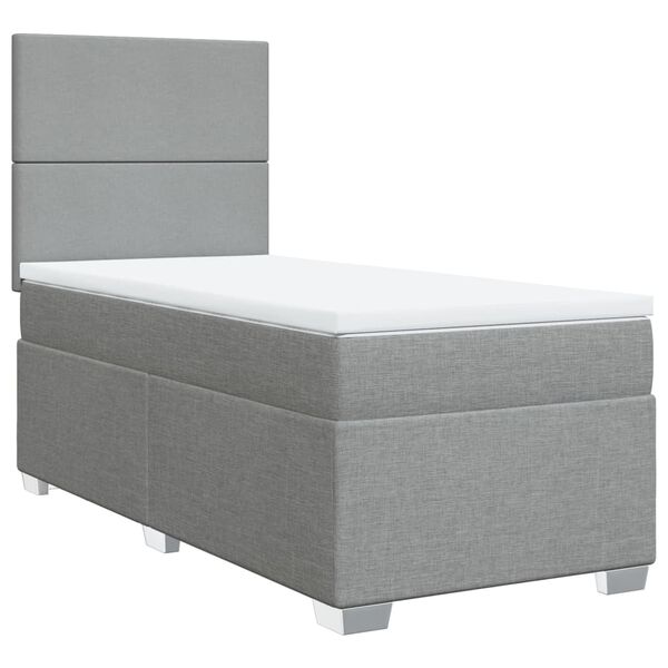 vidaXL Sommier &agrave; lattes de lit avec matelas Gris clair 90x200 cm Tissu