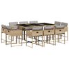 vidaXL Ensemble &agrave; manger de jardin et coussins 11 pcs m&eacute;lange beige