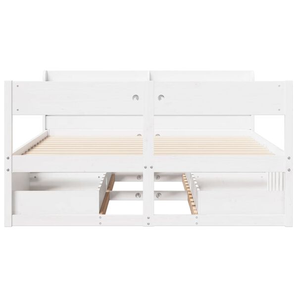 vidaXL Cadre de lit sans matelas blanc 140x190 cm bois de pin massif