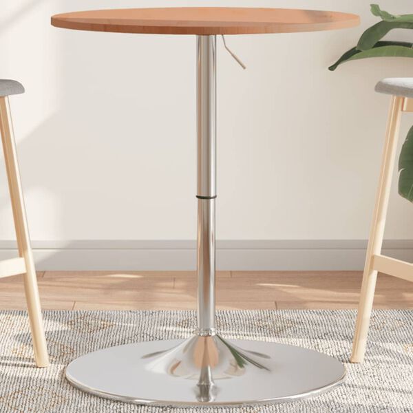 vidaXL Table de bar &Oslash;60x89,5 cm bois massif de h&ecirc;tre