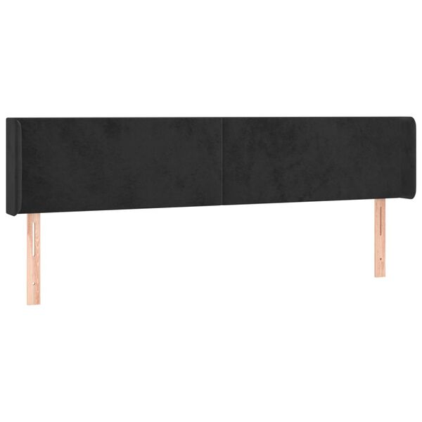 vidaXL T&ecirc;te de lit avec oreilles Noir 203x16x78/88 cm Velours