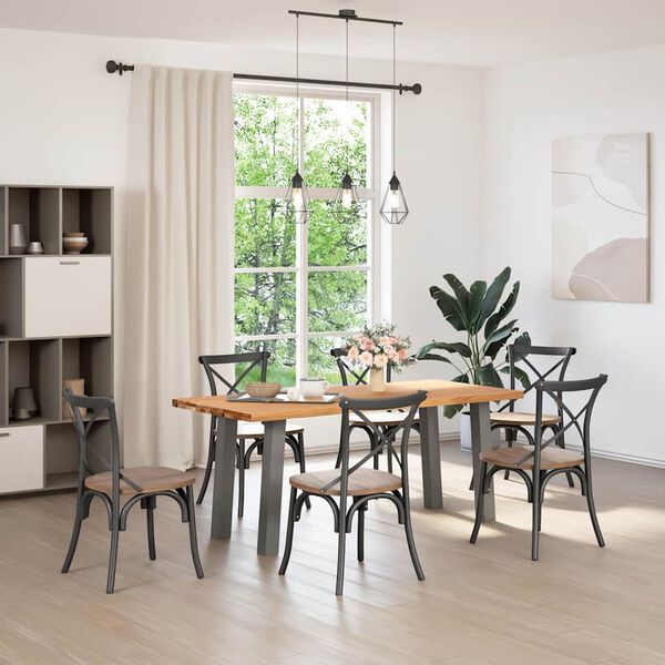 vidaXL Table &agrave; manger marron clair bois de ch&ecirc;ne massif rectangulaire