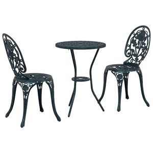 vidaXL Ensemble bistro de jardin 3 pc Vert Aluminium