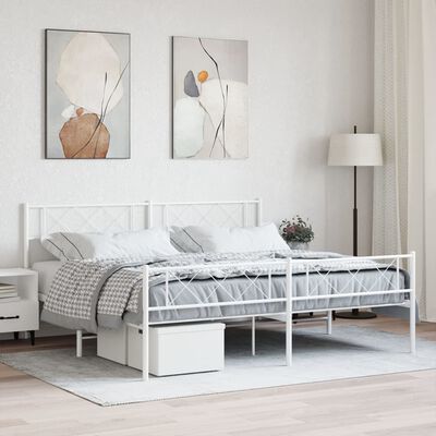 vidaXL Cadre de lit métal sans matelas et pied de lit blanc 200x200 cm