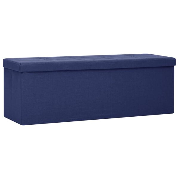 vidaXL Banc de rangement pliable Bleu Faux lin