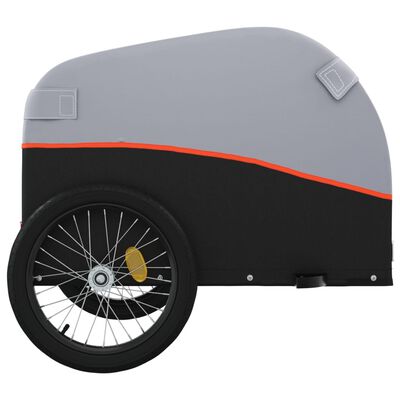 vidaXL Remorque de vélo noir et orange 30 kg fer