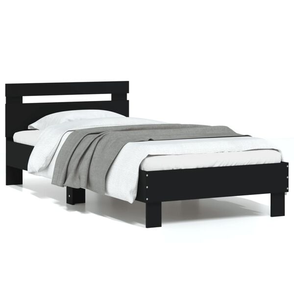 vidaXL Cadre de lit sans matelas avec t&ecirc;te de lit noir 75x190 cm