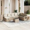 vidaXL Salon de jardin avec coussins 9 pcs beige r&eacute;sine tress&eacute;e