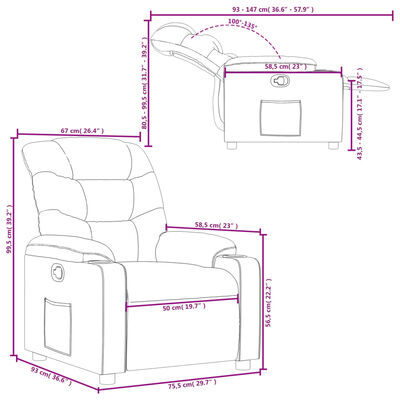 vidaXL Fauteuil inclinable Gris Similicuir