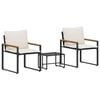 vidaXL Ensembles de meubles 3 pc Noir et blanc cr&egrave;me Rotin