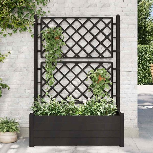 vidaXL Jardini&egrave;re avec treillis 100x43x142 cm PP Anthracite