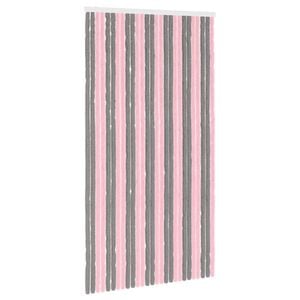 vidaXL Rideau anti-insectes en chenille Gris Argent et Rose