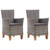 vidaXL Chaises de jardin lot de 2 avec coussins Résine tressée Gris
