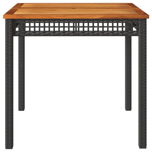 vidaXL Table de jardin noir 80x80x75 cm r&eacute;sine tress&eacute;e et bois acacia