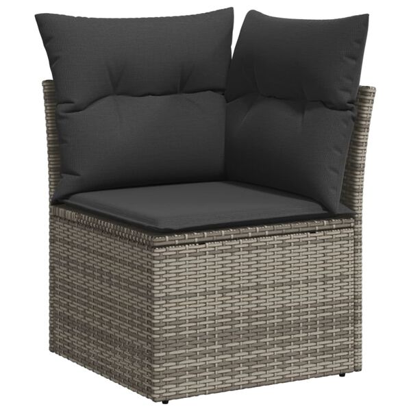 vidaXL Salon de jardin avec coussins 13 pcs gris r&eacute;sine tress&eacute;e