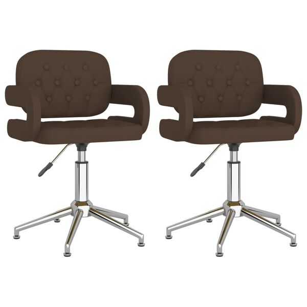 vidaXL Chaises pivotantes &agrave; manger lot de 2 marron similicuir