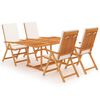 vidaXL Ensemble &agrave; manger de jardin 5 pcs coussins Bois de teck massif