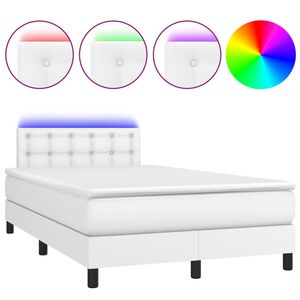 vidaXL Sommier &agrave; lattes de lit avec matelas et LED Blanc 120x200 cm