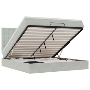 vidaXL Cadre de lit ottoman avec matelas gris clair 200x200 cm velours