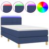 vidaXL Sommier &agrave; lattes de lit avec matelas et LED Bleu 90x200cm Tissu