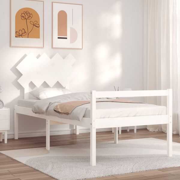 vidaXL Lit pour personne &acirc;g&eacute;e sans matelas blanc bois massif