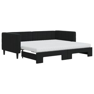 vidaXL Lit de jour avec gigogne et matelas noir 90x190 cm velours