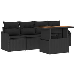 vidaXL Ensemble de canap&eacute; de jardin 5 pc Noir polyrotin