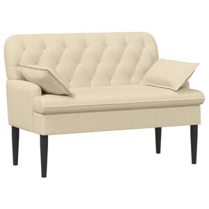 vidaXL Canap&eacute; love seat avec capitonnage en boutons Cr&egrave;me Tissu