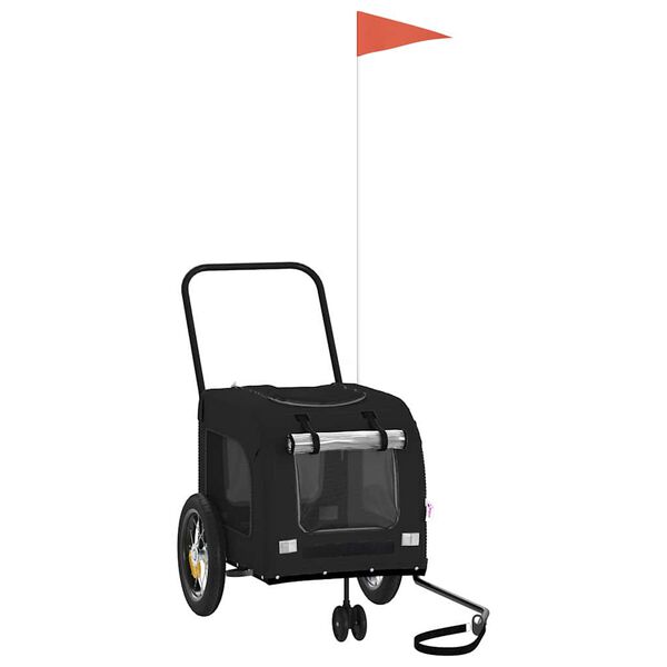 vidaXL Remorque de v&eacute;lo pour animaux Noir 124,5 x 63,5 x 53 cm