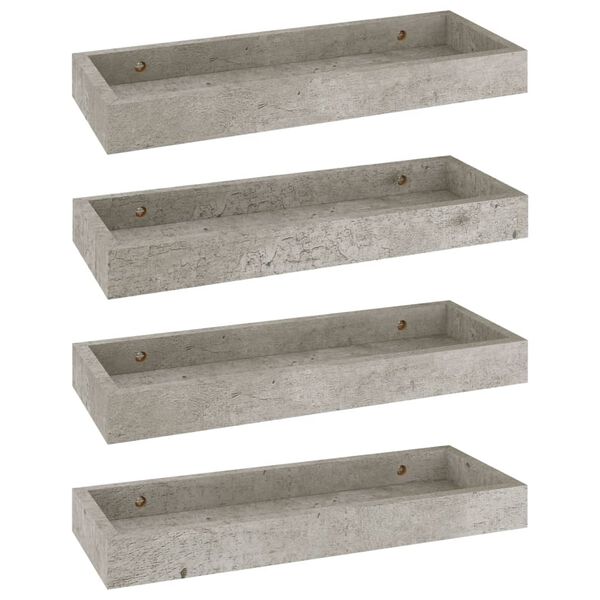 vidaXL &Eacute;tag&egrave;res murales Loggia 4 pcs Gris b&eacute;ton 40x15x4 cm MDF