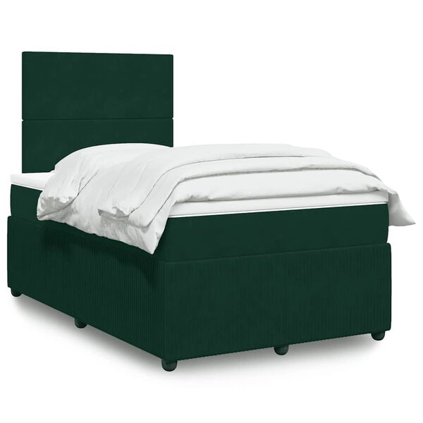 vidaXL Sommier &agrave; lattes de lit et matelas Vert fonc&eacute; 120x200cm Velours