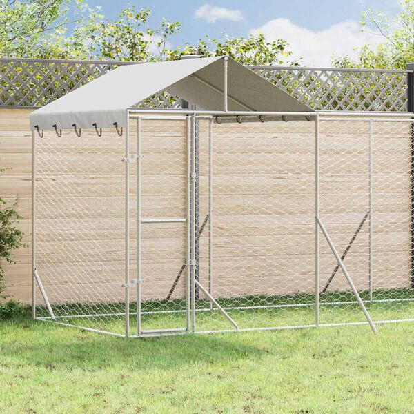 vidaXL Chenil d'ext&eacute;rieur pour chiens avec toit argent&eacute; 14x2x2,5 m