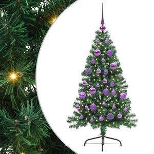 vidaXL Sapin de No&euml;l artificiel pr&eacute;-&eacute;clair&eacute; Vert 120 cm PVC