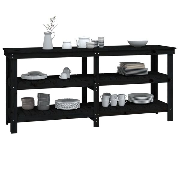 vidaXL Banc de travail Noir 181x50x80 cm Bois de pin massif