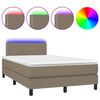 vidaXL Sommier &agrave; lattes de lit matelas et LED taupe 120x190 cm tissu