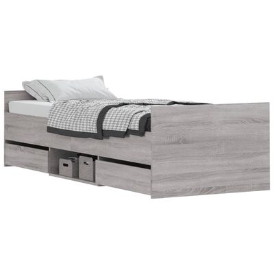 vidaXL Cadre de lit sans matelas sonoma gris 75x190 cm